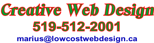 Creative Web Design 519-512-2001 marius@lowcostwebdesign.ca